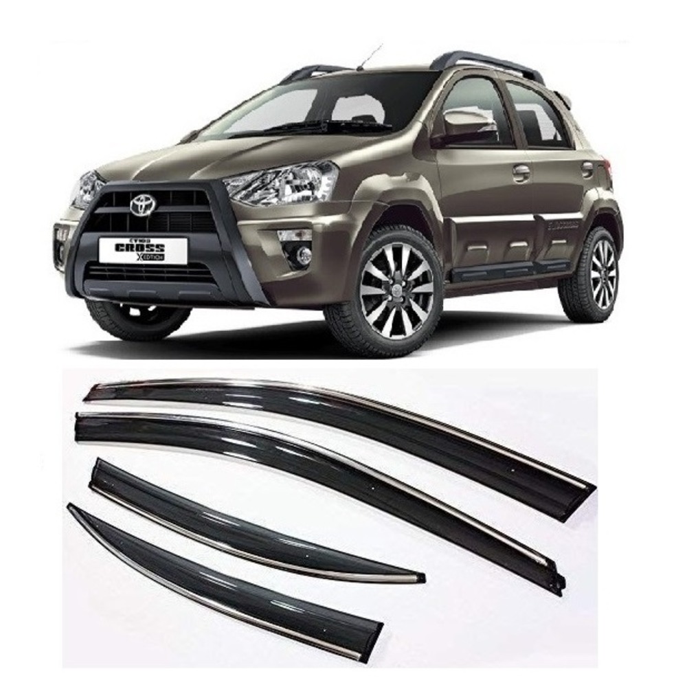 rain window door visor wind deflectors For Etios Cross - black
